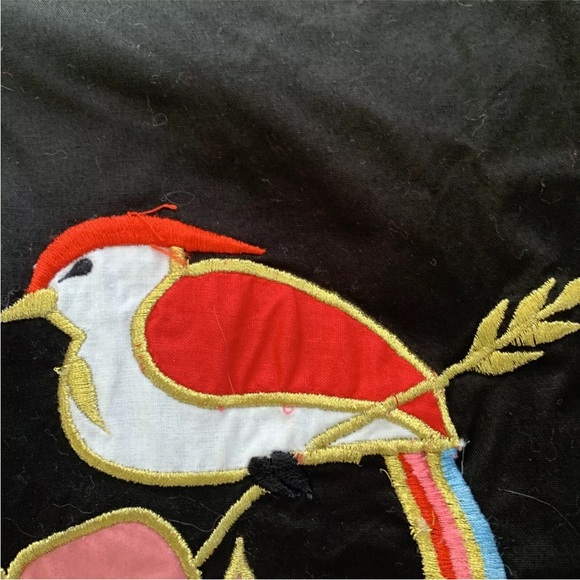 Vintage 1970s Ramona Rull size L Appliqué Tropical Bird Floral Dolman Tunic Top - Picture 4 of 9